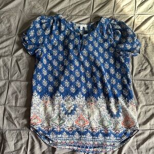 DR2 Blue Floral Patterned Blouse